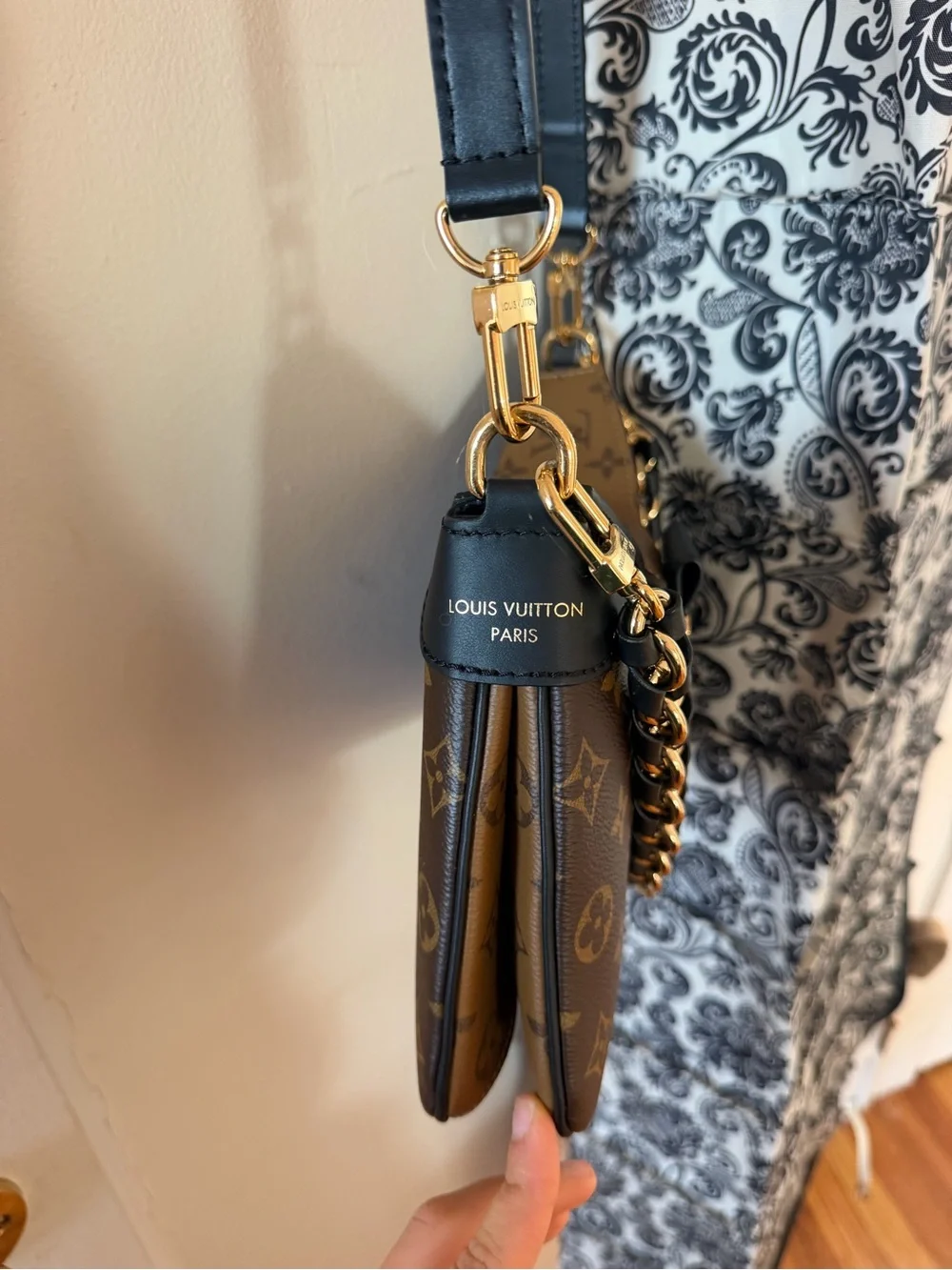 Louis Vuitton Monogram Canvas Shoulder Bag with Gold Hardware